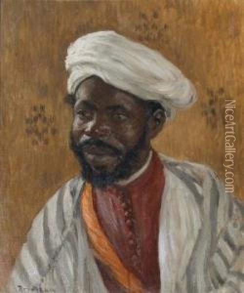 Portraitd'africain Oil Painting - Louis Edouard Brindeau De Jarny