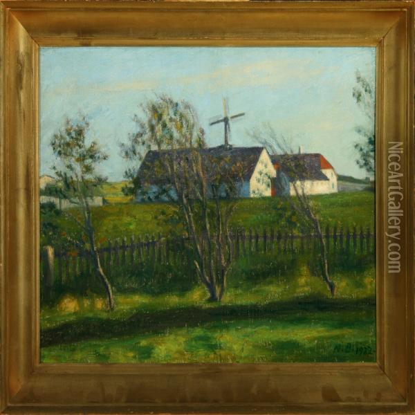 Udstillingsetiket Pa Bagsiden Oil Painting - Niels Bjerre