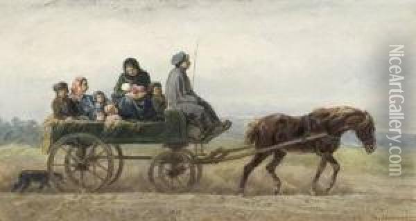 Familie Auf Einem Pferdewagen Oil Painting - Theodor Hosemann