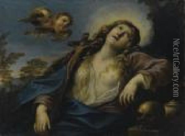 Maddalena Penitente Oil Painting - Girolamo Troppa