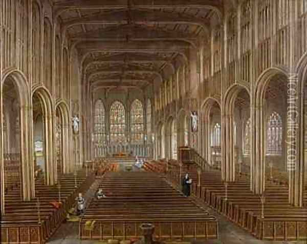 Interior of St Michaels Church Coventry Oil Painting - David Gee