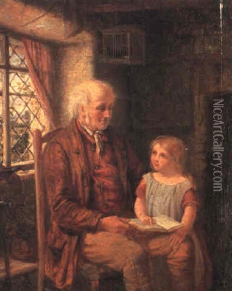 The Reading Lesson Oil Painting - Frederick Daniel Hardy
