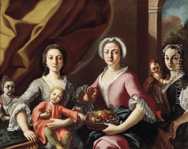 Familienbildnis Oil Painting - Carlo Amalfi