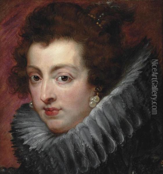 Portrait Of Queen Isabella Of Bourbon Oil Painting - Peter Paul Rubens