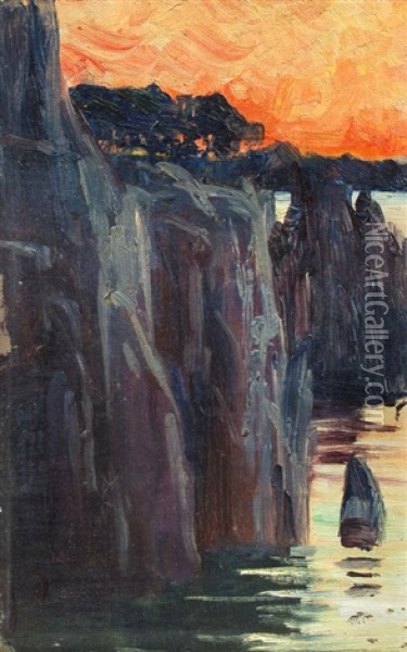 Steilkuste Im Sonnenuntergang Oil Painting - Elisabeth Von Eicken