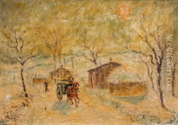 Le Village Sous La Neige Oil Painting - Louis-Hilaire Carrand