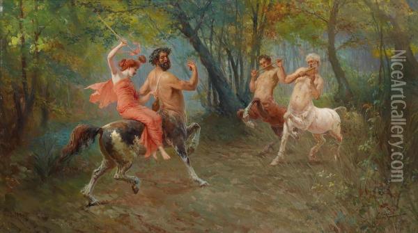 Feast Of The Centaurs Oil Painting - Eduardo Forti
