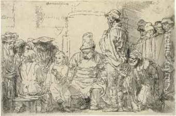 Christ Seated Disputing With The Doctors Oil Painting - Rembrandt Van Rijn