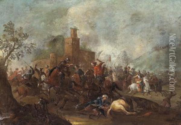 Combattimento Di Cavalleria Tra Imperiali E Turchi Oil Painting - Georg Philipp I Rugendas