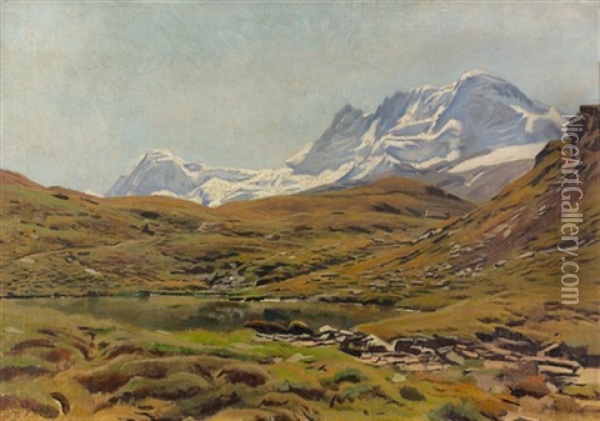 Le Breithorn Et La Chapelle Des Neiges Oil Painting - Albert Lugardon