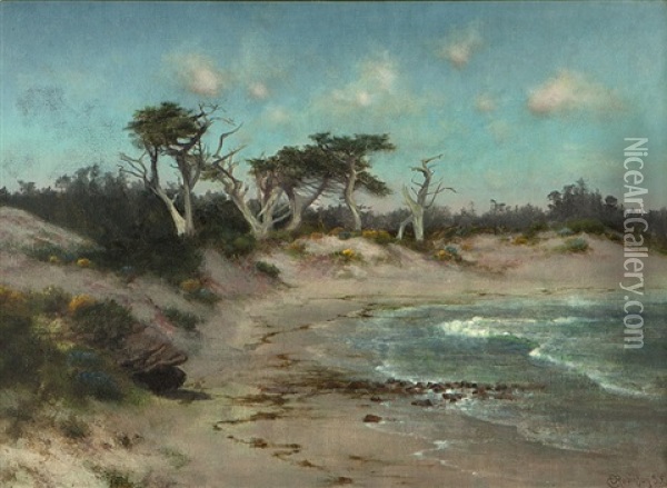 Cypress In A Landscape Oil Painting - Charles Dorman Robinson