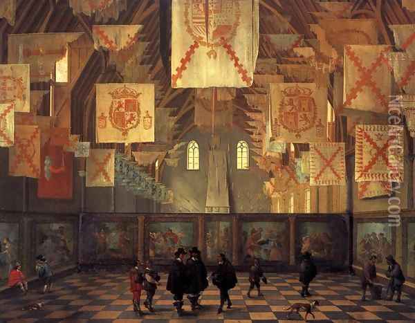 The Great Hall of the Binnenhof in The Hague Oil Painting - Dirck Van Delen
