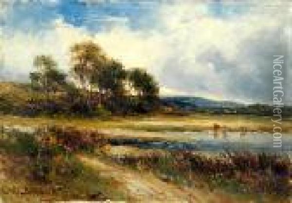 Cattle In An Extensive Landscape Oil Painting - Carl Brennir