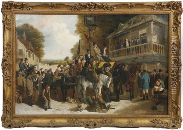 Cheering The New Mayor Oil Painting - Henry Charles Woollett