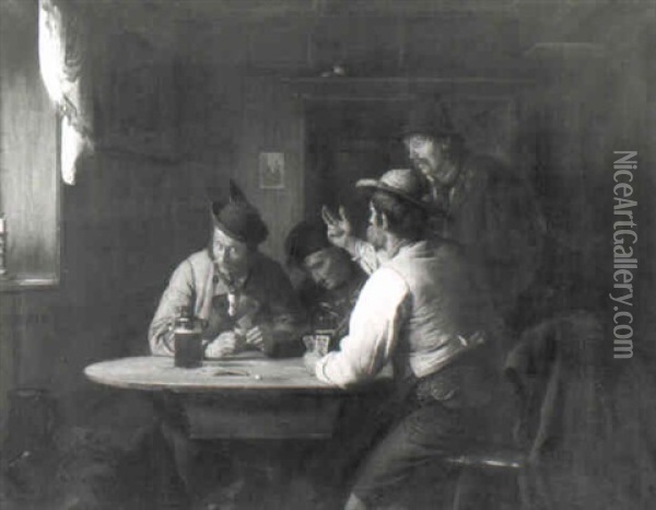 Kartenspieler Am Bauerntisch Oil Painting - Ferdinand Meyer-Wismar
