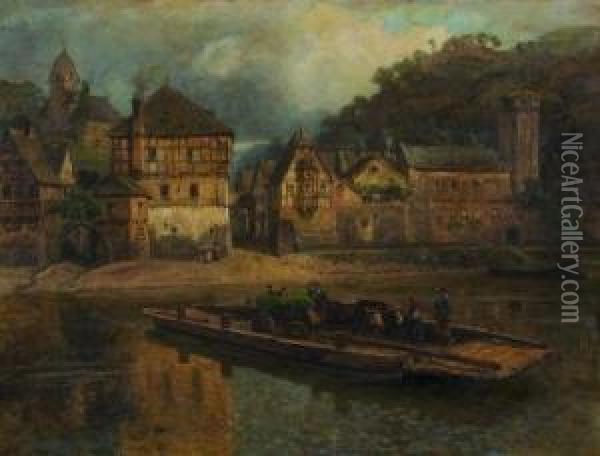 Dausenau An Der Lahn Oil Painting - Hermann Schnee