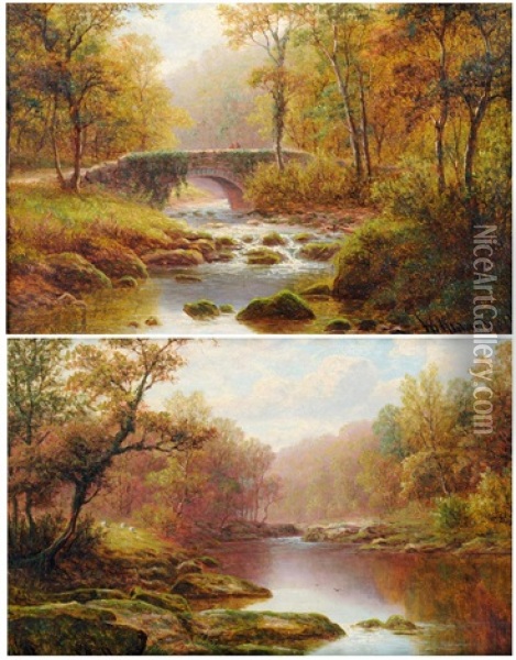 Old Bridge, Bolton Woods, Yorkshire Oil Painting - William Mellor