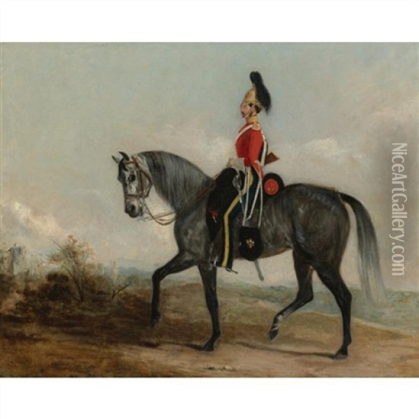 An Officer Of The Third Dragoon Guards Oil Painting - John Ferneley Jr.