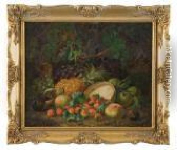 Still Life With Summer Fruits Oil Painting - Charles Thomas Bale