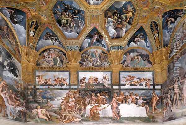 View of the Sala di Psyche (east wall) Oil Painting - Giulio Romano (Orbetto)