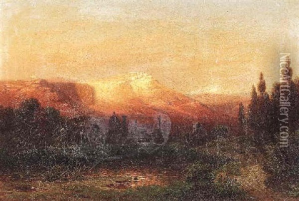 Florentinische Landschaft Im Abendrot Oil Painting - Karl Heilmayer