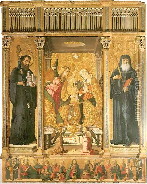 Annunciation and Saints Oil Painting - Scacco Cristoforo