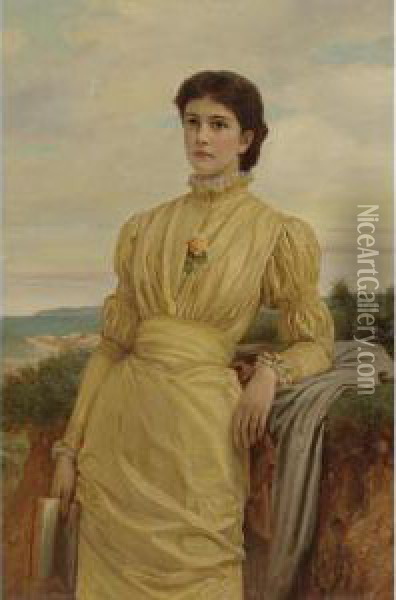 Lady Oil Painting - Charles E. Perugini