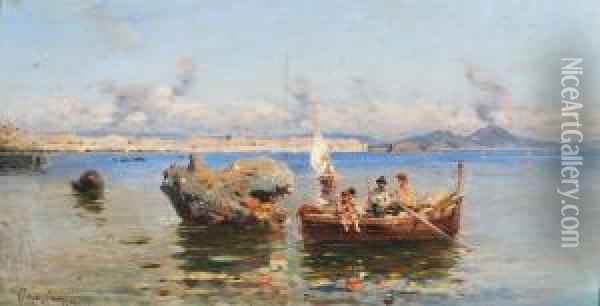 Marina Con Barche Oil Painting - Giuseppe Laezza