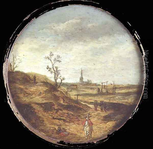 An extensive landscape with travellers on a road Oil Painting - Esaias II van de Velde