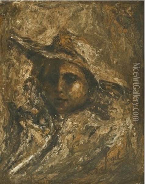 La Nina Amadita Oil Painting - Fidelio Ponce De Leon