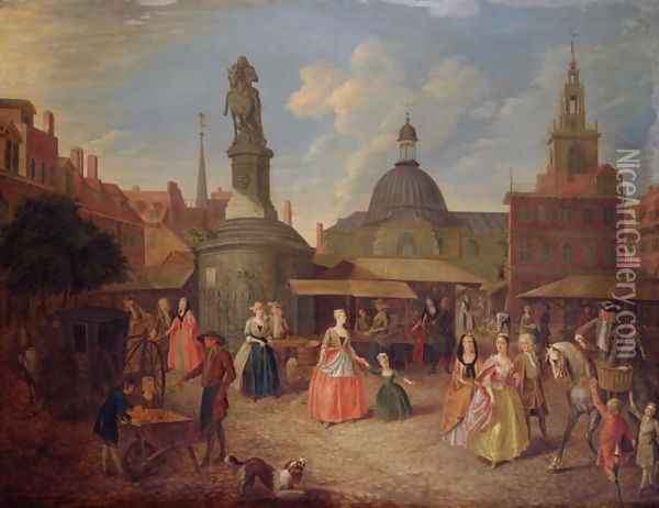 View of Stocks Market, City of London Oil Painting - Joseph van Aken