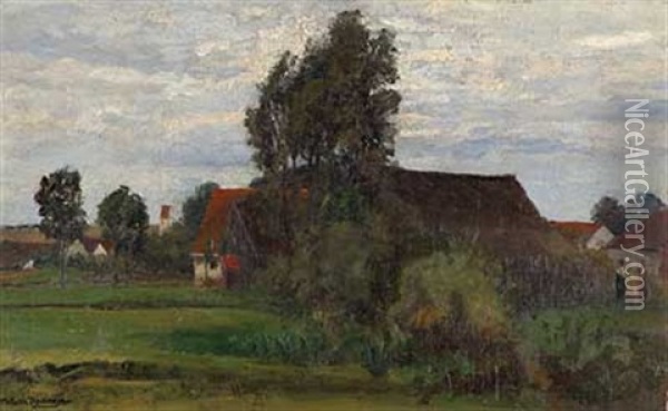 Scheune Am Dorfrand Oil Painting - Paul Wilhelm Keller-Reutlingen