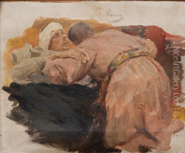 Sketch To The 'black Sea Freemen' Oil Painting - Ilya Repin