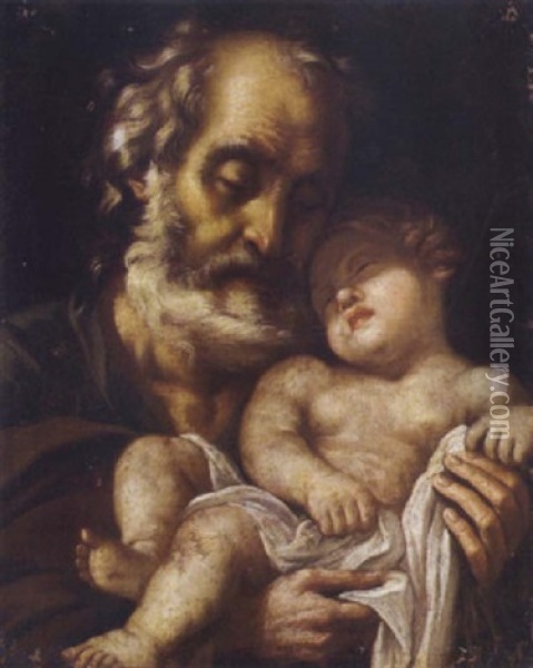 San Giuseppe Con Il Bambino Gesu Oil Painting - Pietro (Monrealese) Novelli