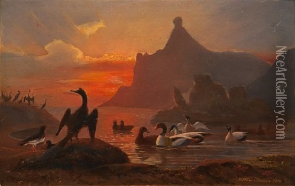 Norske Sofugle Oil Painting - Frants Diderik Boe