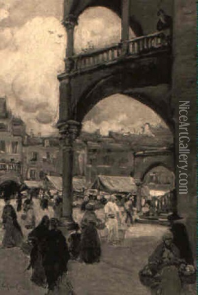 Place Animee A Bologne Oil Painting - Fernand Marie Eugene Legout-Gerard