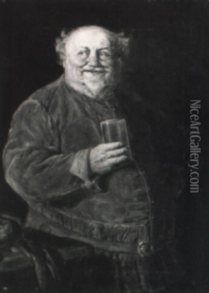 Falstaff, Ein Bierglas Haltend Oil Painting - Eduard von Gruetzner