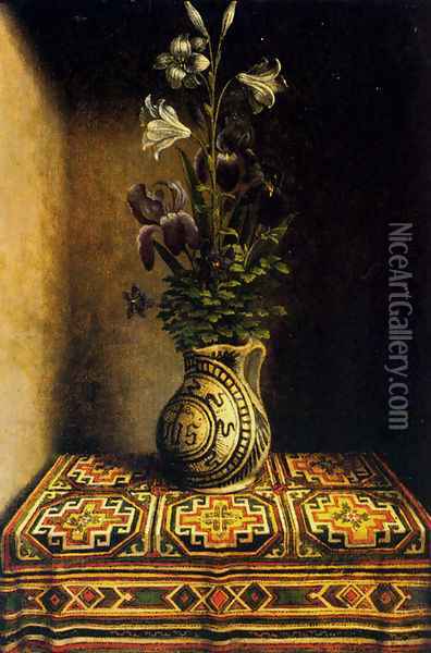 Marian Flowerpiece Oil Painting - Hans Memling