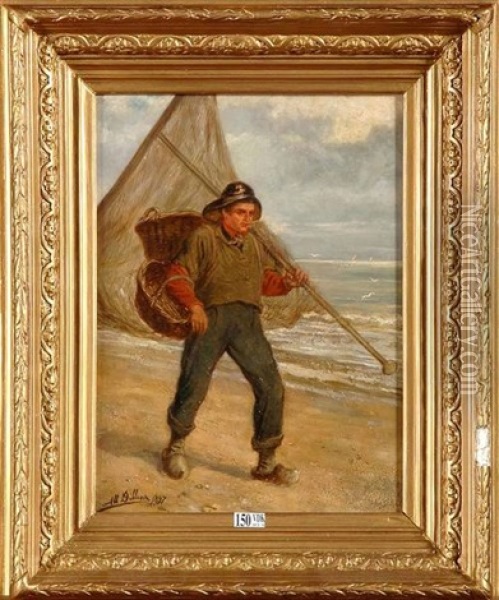 Le Retour Du Pecheur Oil Painting - Albert (Albrecht) Dillens