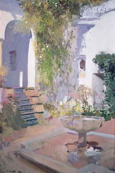 Garden Grotto, Alcazar de Seville, 1910 Oil Painting - Joaquin Sorolla Y Bastida
