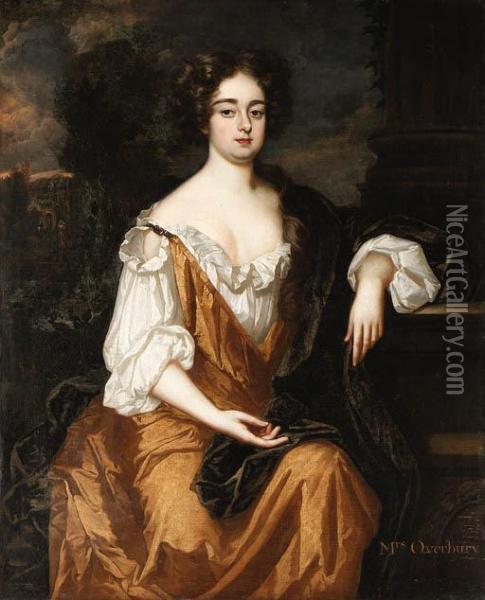 Portrait Of Mrs. Overbury Oil Painting - Sir Godfrey Kneller