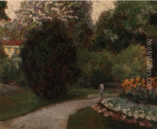 Maison Au Fond Du Jardin Fleuri Oil Painting - Victor Charreton