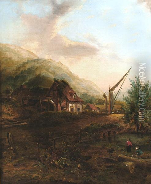 The Watermill Oil Painting - Frederick Waters Watts