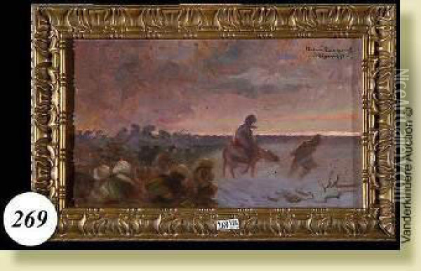 La Retraite Des Cosaques En 1915 Oil Painting - Ivan Semenovich Blokhin