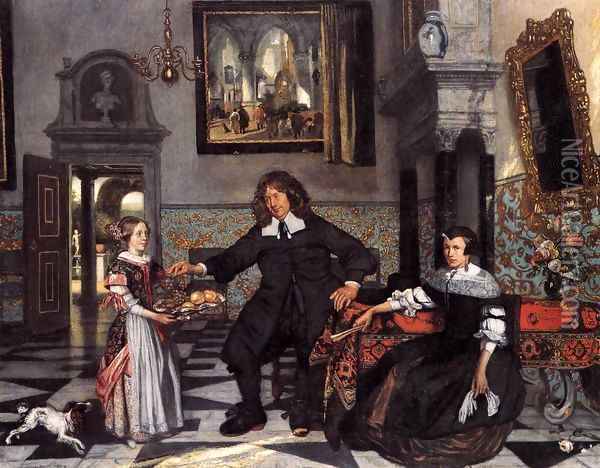 Portrait of a Family in an Interior Oil Painting - Emanuel de Witte