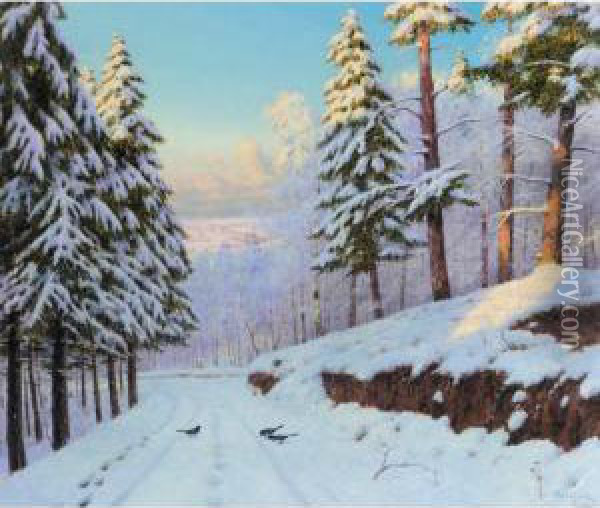 Winter Landscape Oil Painting - Boris Vasilievich Bessonov