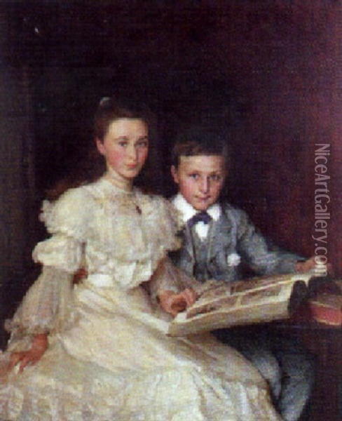 Ivy And Jamie, Children Of C.w. Bartholemew, Esq. Oil Painting - John Henry Frederick Bacon