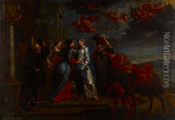 La Visitation Oil Painting - Willem van Herp the Elder