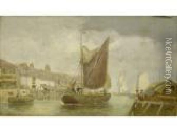 Harbour Scene With Fishing Boats Returning Oil Painting - Henry Andrews
