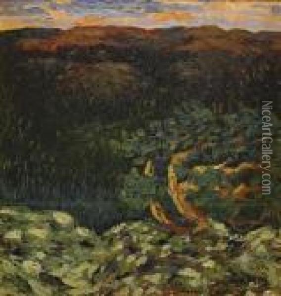 Skogslandskap Med Tall Oil Painting - Helmer Osslund